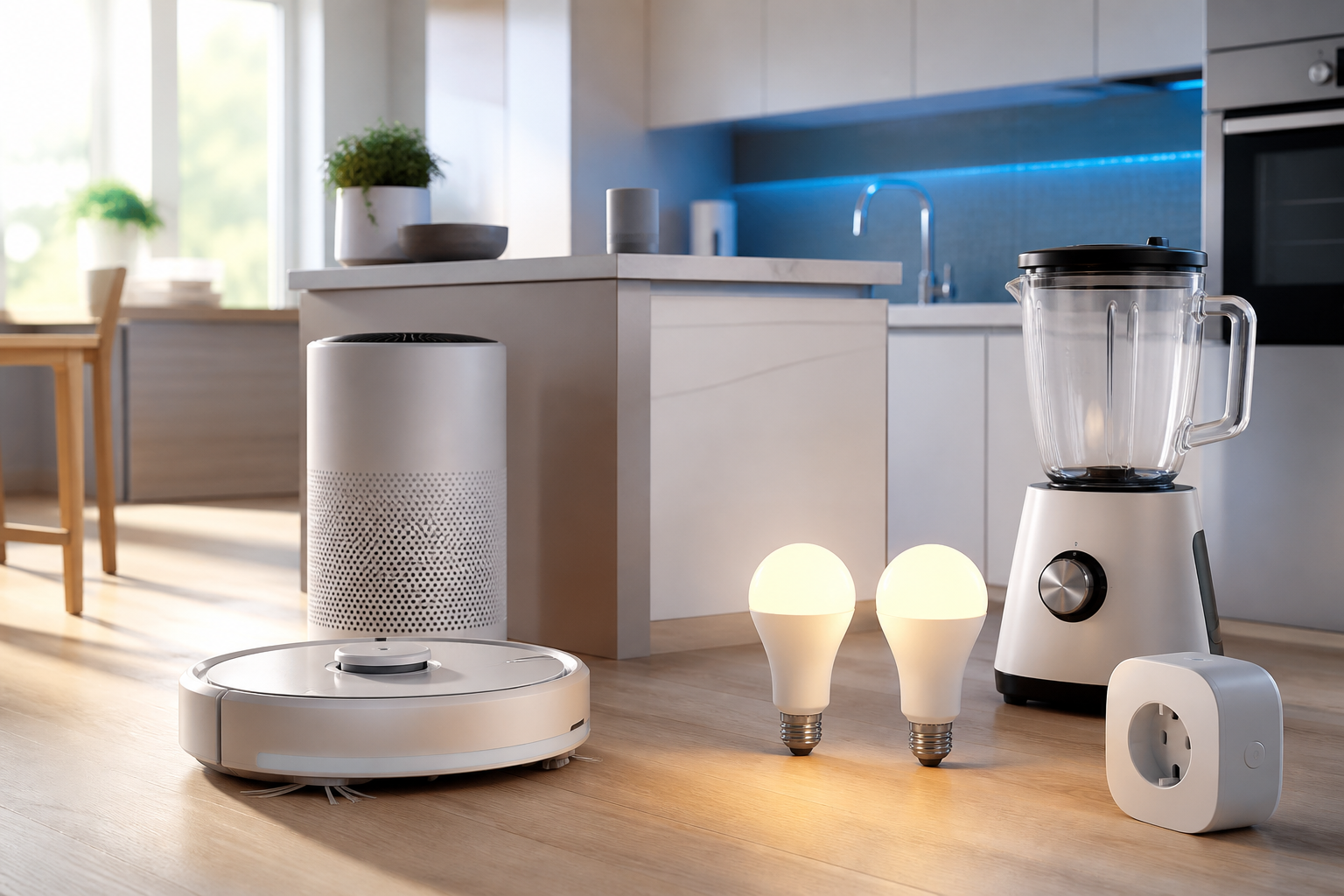 Smart home appliances including an air purifier, robotic vacuum and kitchen gadgets