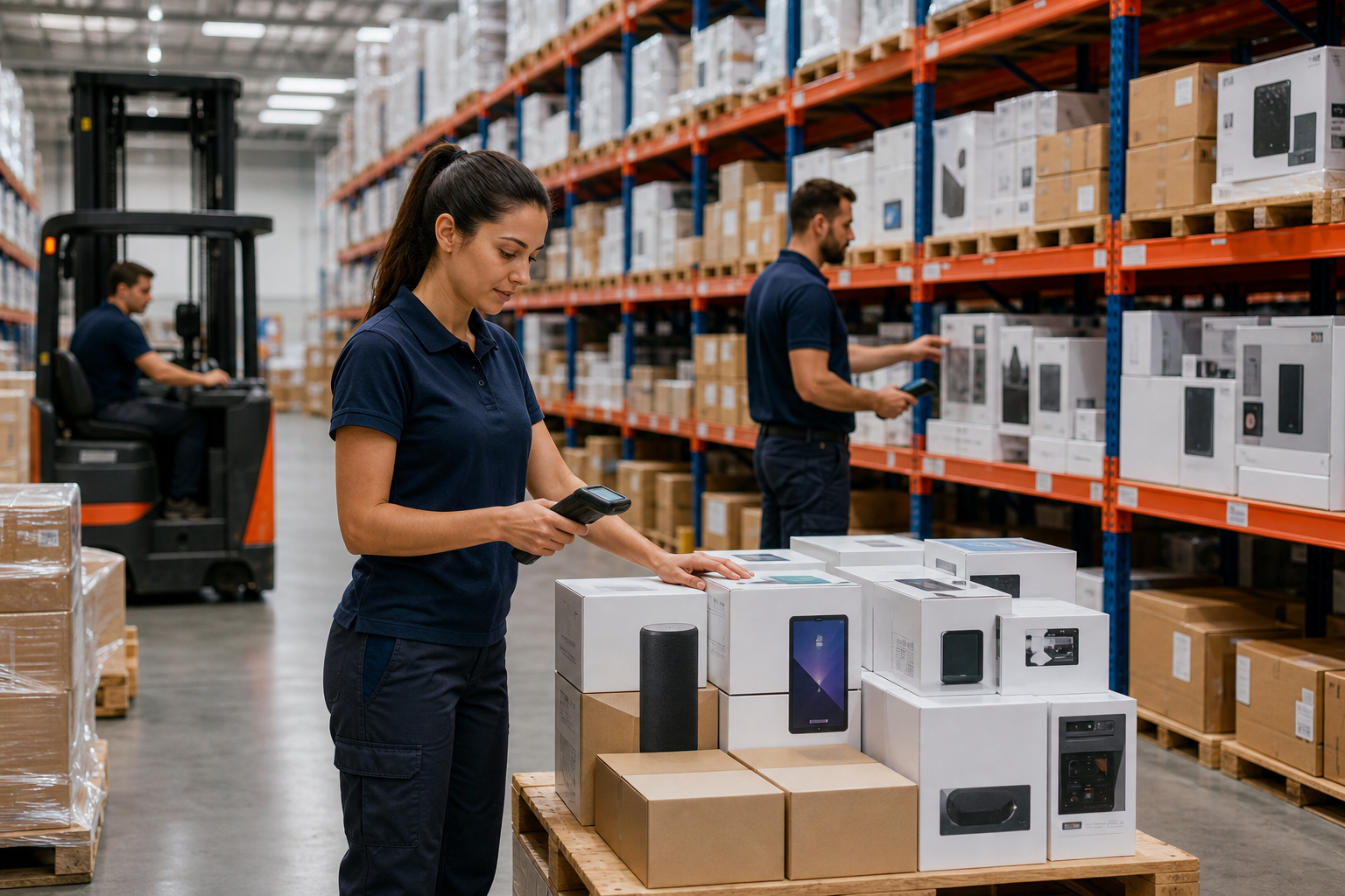 Organised electronics warehouse ready for wholesale fulfilment